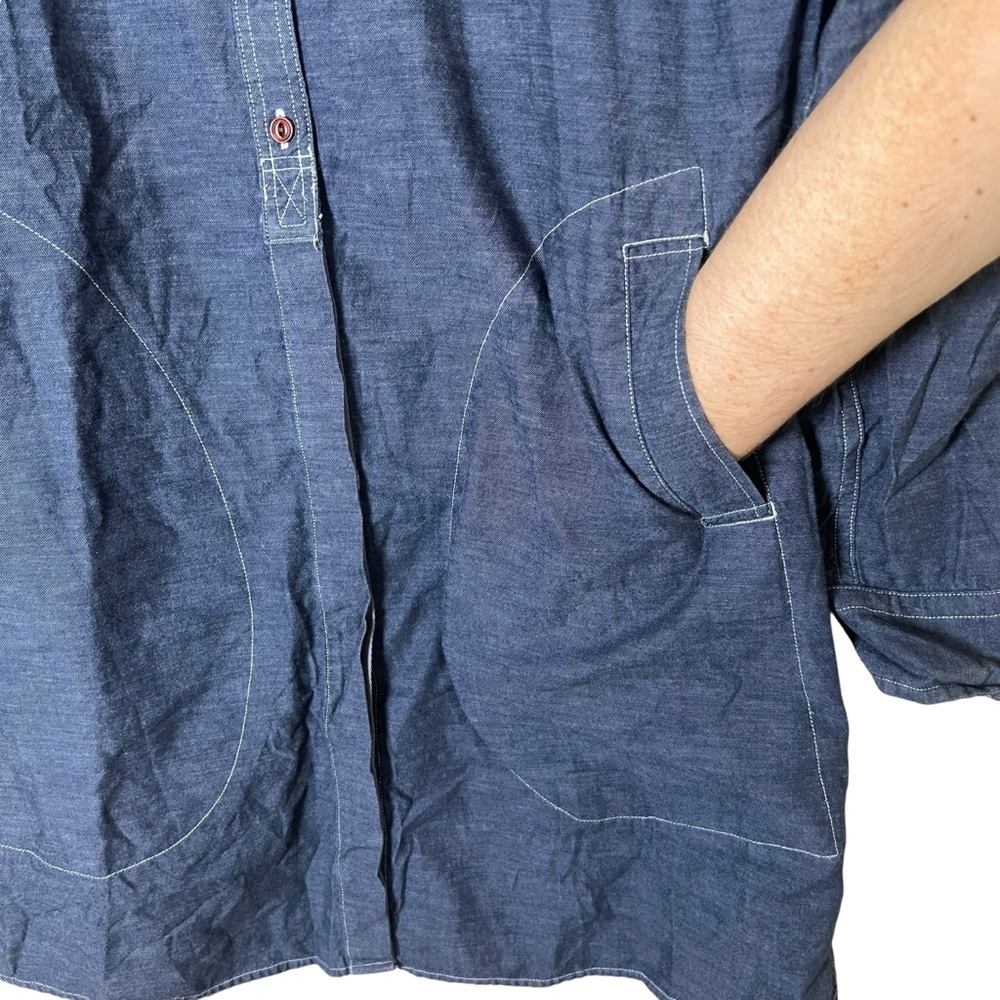 FRED PERRY Women’s Denim Shirt Dress Button-up Long Sleeve Preppy Sz 4 US 8 UK - Picture 4 of 11